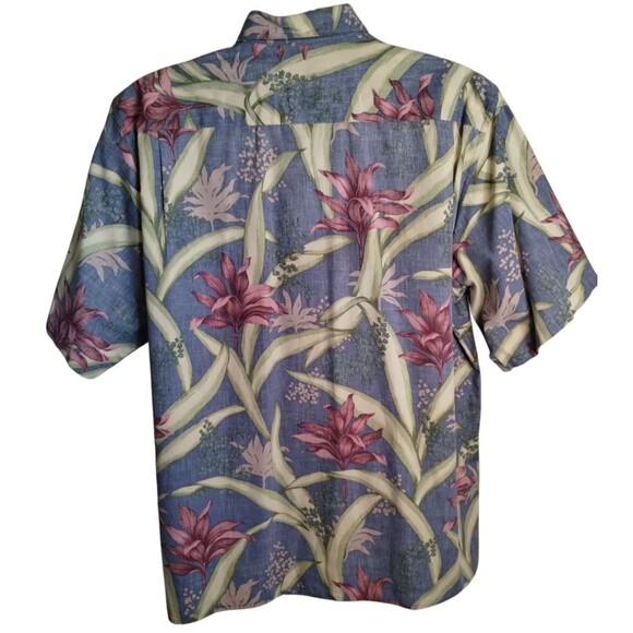 Reyn Spooner Hawaiian SHIRT blue/red leaf FLORAL PRINT Men's XL - Picture 5 of 7